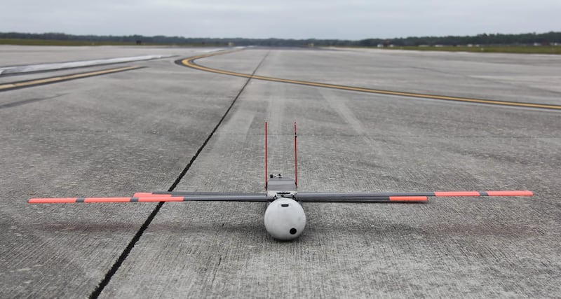 The Coyote unmanned aircraft system on the tarmac at Avon Park Air Force Range in Florida after a successful demonstration flight.