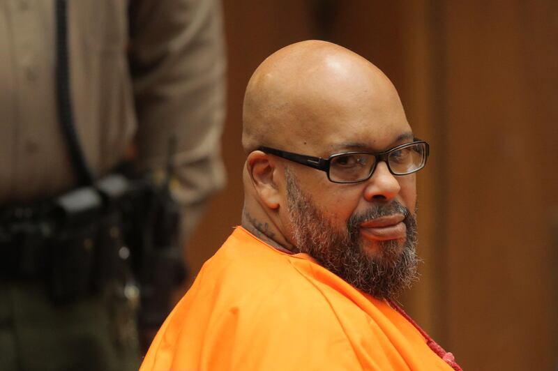 epa07069662 Former rap mogul Marion 'Suge' Knight, 53, appears in court for sentencing after he pleaded no contest to manslaughter for running over Terry Carter with his truck during an argument near the set of the movie biopic 'Straight Outta Compton' in Los Angeles, California, USA, 04 October 2018. Knight was sentenced to 28 years in prison.  EPA/DAVID MCNEW
