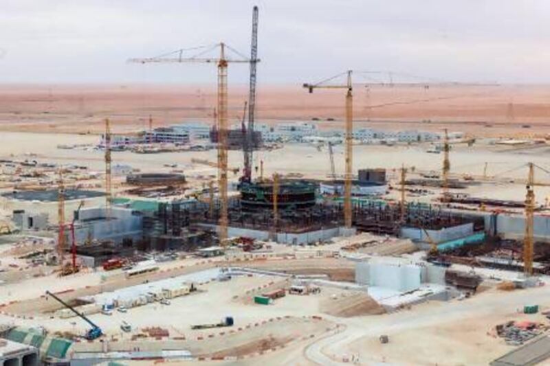 Construction continues at the site of the UAE’s first nuclear-power plant at Barakah in the Western Region. Photo courtesy Emirates Nuclear Energy Corporation