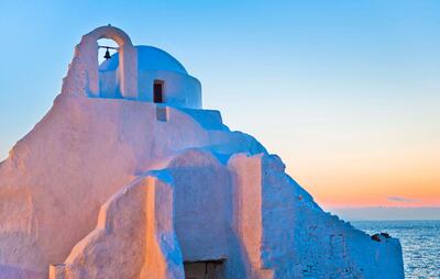 Greece, Cyclades Islands, Mykonos, Chora, Church of Panagia Paraportiani. Getty Images