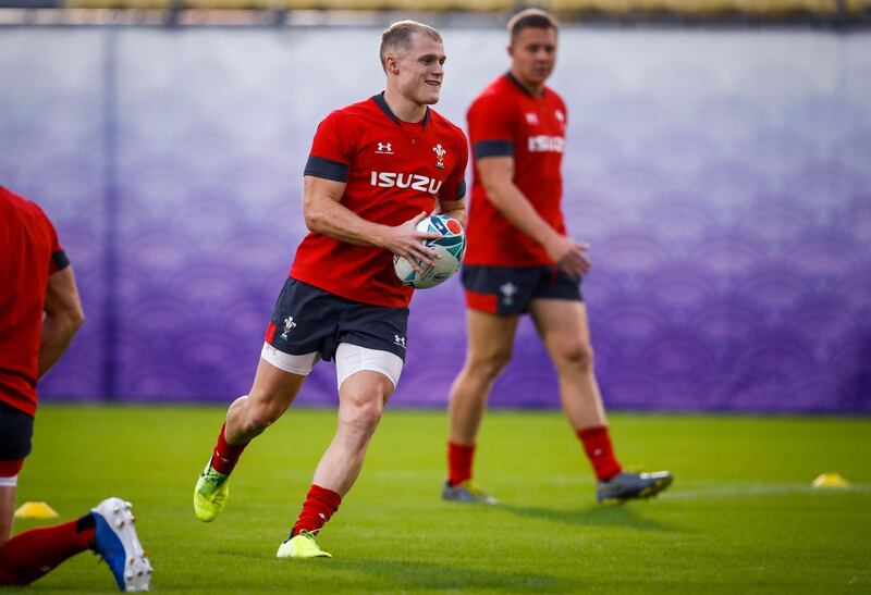 Wales' scrum-half Aled Davies takes part in a team training session in Tokyo. AFP