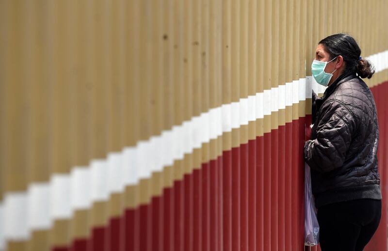 A relative of a patient stands outside the General Hospital in Mexico City during the Covid-19 pandemic. AFP