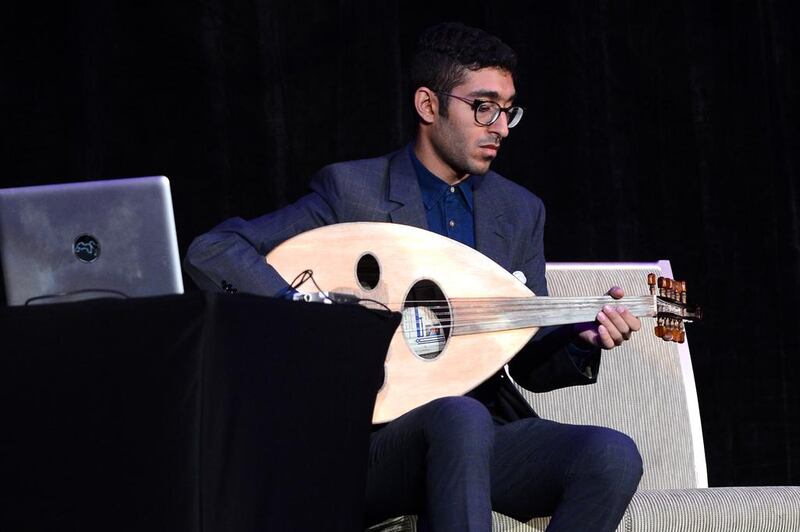 Karim Sultan’s past performance include playing with an electric oud mixed with sound effects generated from his computer. Courtesy NYU Abu Dhabi