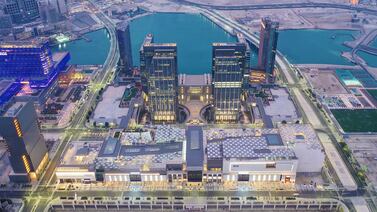 The Abu Dhabi Global Market headquarters from Al Maryah Bridge. The financial free zone maintains a strict oversight of companies operating in its jurisdiction. Photo: Aldar