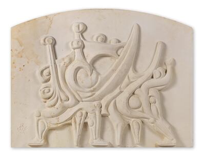 Ghani's 'Iraq Rises' is carved from a single block of limestone weighing nearly 1,000kg. Courtesy Bonhams