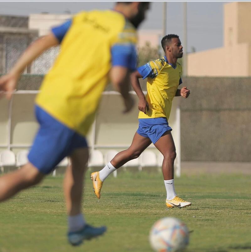 Emirati footballer Mohammed Al Daheri during a training session with his new club in Iraq. Photo: Mohammed Al Daheri