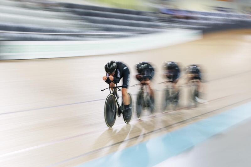 Members of the women's endurance team training after the New Zealand Olympic Committee Tokyo 2020 squad announcement at the Avantidrome on Wednesday, November 18. Getty