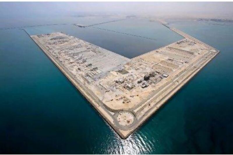 An overview of the offshore port island at Kizad. Area 1 of the industrial zone will open next year and is garnering plenty of attention from foreign companies as well as local businesses. Courtesy ADPC