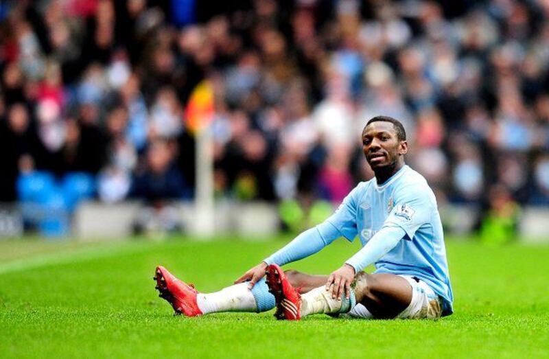 Manchester City's Shaun Wright-Phillips looks  unamused after being upended during the lack-lustre draw with Liverpool.