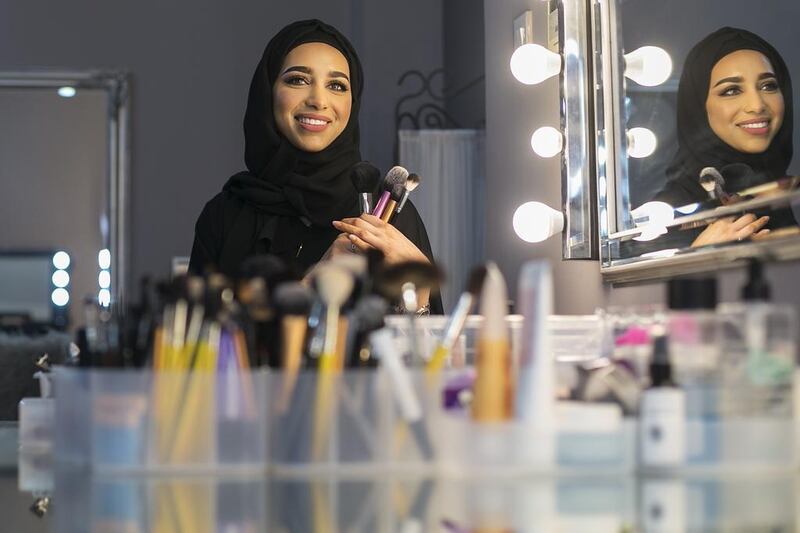 Bashayer Al Mualla, who runs her own make-up studio in Abu Dhabi. Mona Al Marzooqi / The National