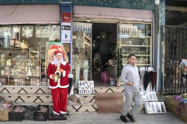 Shopfront that sells Christmas decorations in the town of Hamdaniya, Mosul. Haider Husseini / The National