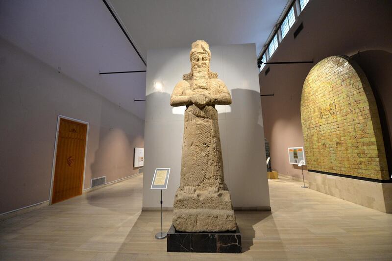 An ancient Sumerian statue is on display at the Iraqi national museum in Baghdad, Iraq. EPA