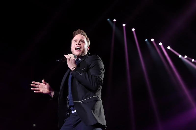 Olly Murs, pictured at London’s 02 Arena on March 30, performs in Abu Dhabi on Friday at the du Arena. The English singer has notched up four No 1 singles and albums. Simone Joyner / Getty Images