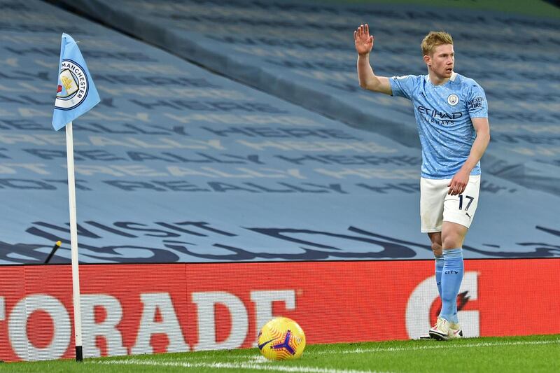 Centre midfield: Kevin de Bruyne (Manchester City) – The Belgian brought up a century of assists for City in remarkable fashion, with a wonderful outside-of-the-foot cross for Stones. AFP