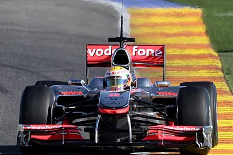 Lewis Hamilton drives his McLaren around Valencia in testing. Like the rest of the teams, they have been coy on their diffuser designs.