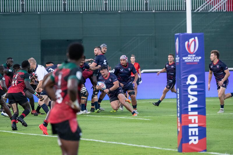 Action from USA's victory over Kenya in the Rugby World Cup qualifier.