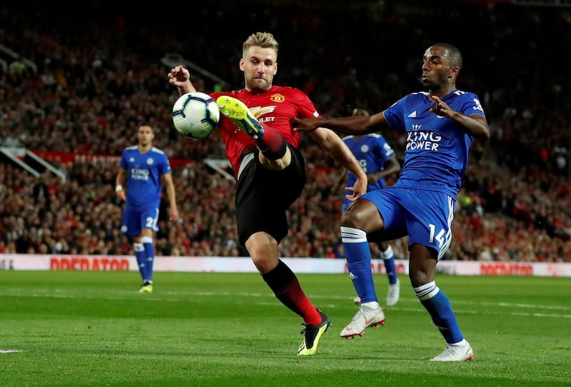 Manchester United's Luke Shaw scores their second goal. Reuters