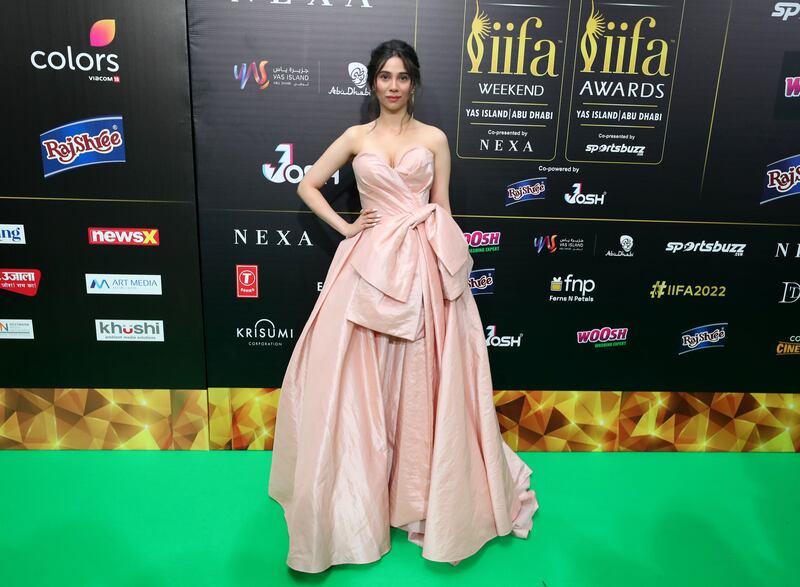 Singer Zahra Khan wears a pale pink gown by Lebanese designer Ziad Germanos. Chris Whiteoak / The National
