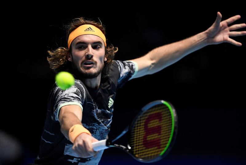 Greece's Stefanos Tsitsipas in action during his group stage match against Spain's Rafael Nadal. Reuters