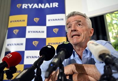 Ryanair chief executive Michael O'Leary makes a point at a press conference in Brussels. AFP
