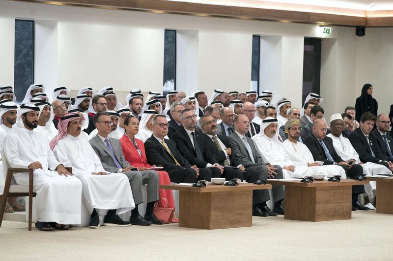 ABU DHABI, UNITED ARAB EMIRATES - May 20, 2019: Foreign Ambassadors attend a lecture by James Mattis, Former US Secretary of Defense (not shown), titled: 'The Value of the UAE - US Strategic Relationship', at Majlis Mohamed bin Zayed.

( Eissa Al Hammadi for the Ministry of Presidential Affairs )
---