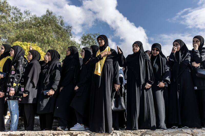 Hezbollah supporters attend the funeral of a Hezbollah militant killed in Lebanon. Getty Images