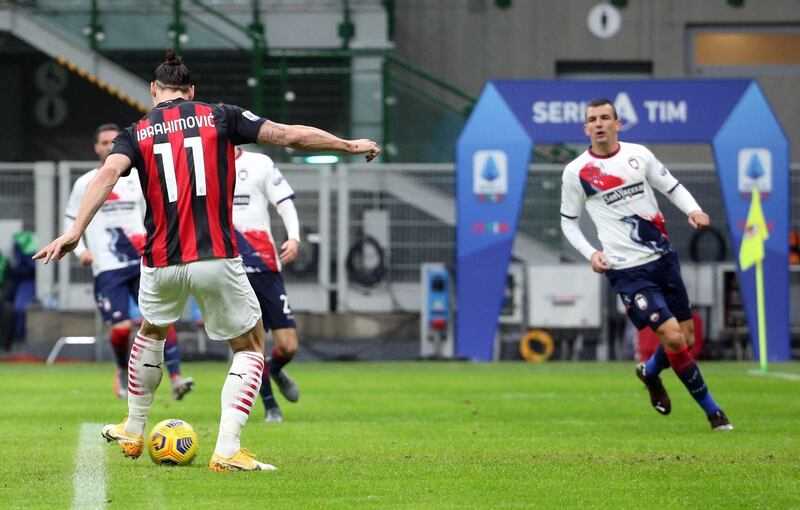 Milan's Zlatan Ibrahimovic makes it 2-0. EPA
