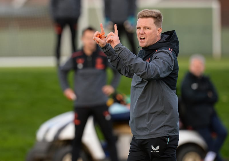 New Newcastle United coach Eddie Howe takes his first session at the club's training centre. All pictures Getty Images