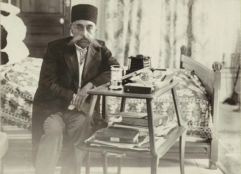 Mozaffar Al Din Shah Qajar on his second trip to Europe in 1903, exhibited at New York University. Courtesy Kimia Foundation