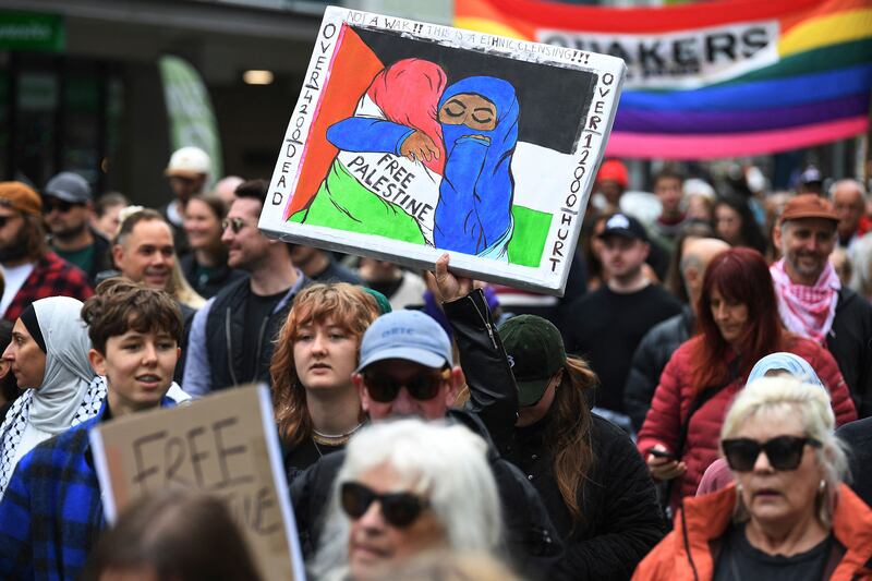 The Palestine Solidarity Network Aotearoa holds a rally in Christchurch, New Zealand. AFP