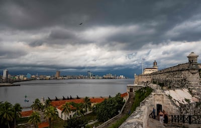 Dark clouds as tropical storm Idalia nears Havana in Cuba on Monday. AFP