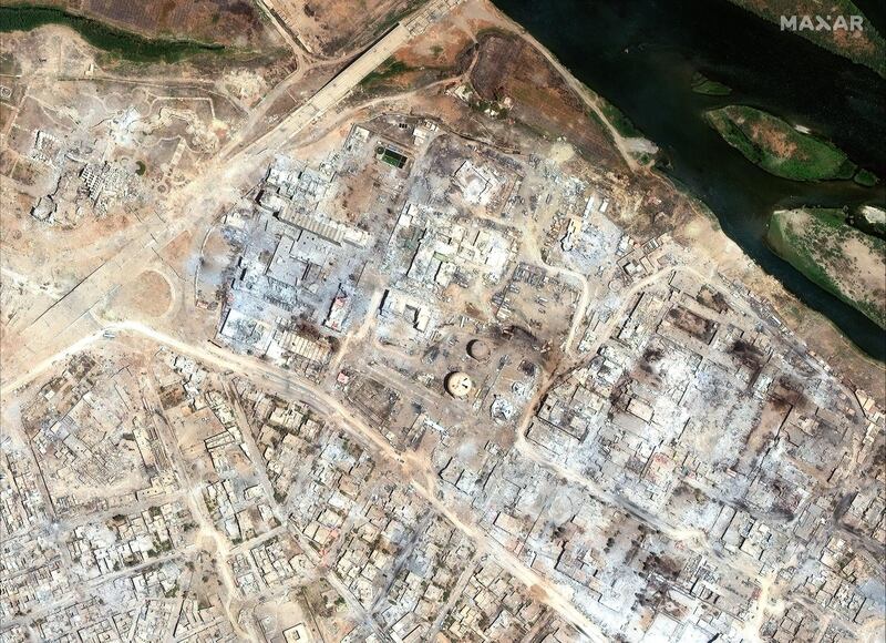 The remains of a hospital and hotel in Mosul, Iraq, on July 8, 2017.