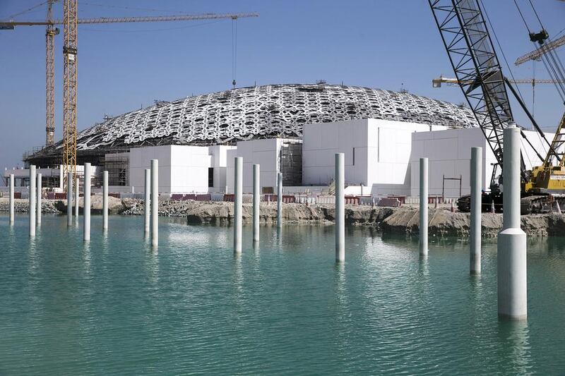 March 30, 2015: as the work on Louvre Abu Dhabi progresses, the marine works, which prepare the immediate surroundings of the gallery for future flooding with sea water, continue on dry land as well as underwater with the help of construction divers. Silvia Razgova / The National