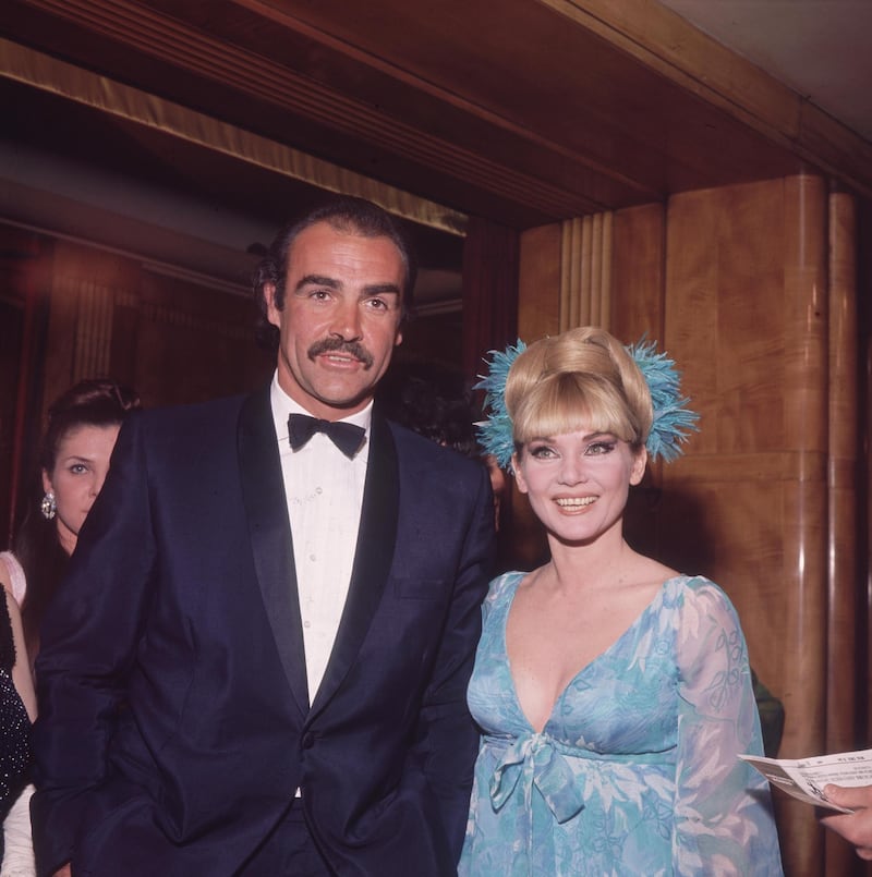 1967:  Film star Sean Connery with his first wife Diane Cilento at the film premiere of the James Bond film 'You Only Live Twice', in which he starred.  (Photo by Hulton Archive/Getty Images)