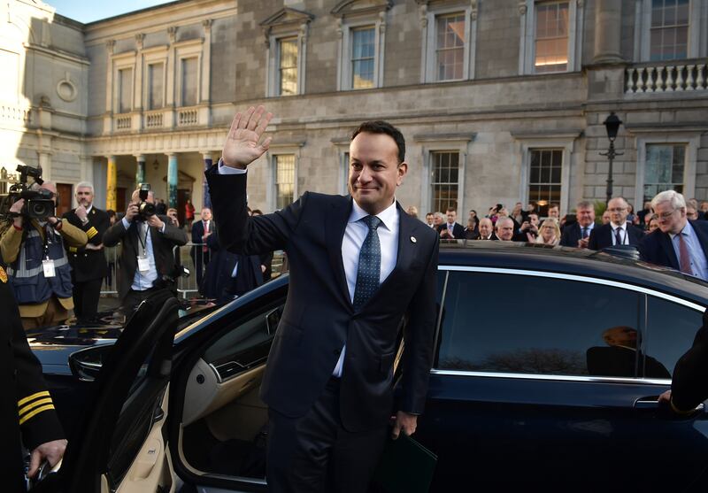 Irish Taoiseach Leo Varadkar at Leinster House. Car parking for politicians outside the government building will be restricted. Getty