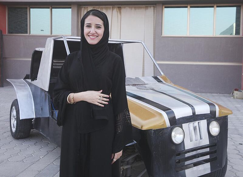 Inspired by a video of a pilot without arms in the US airforce who could not drive, Reem Al Marzouqi decided to invent a car that would require only the use of feet and not hands. Lee Hoagland/The National