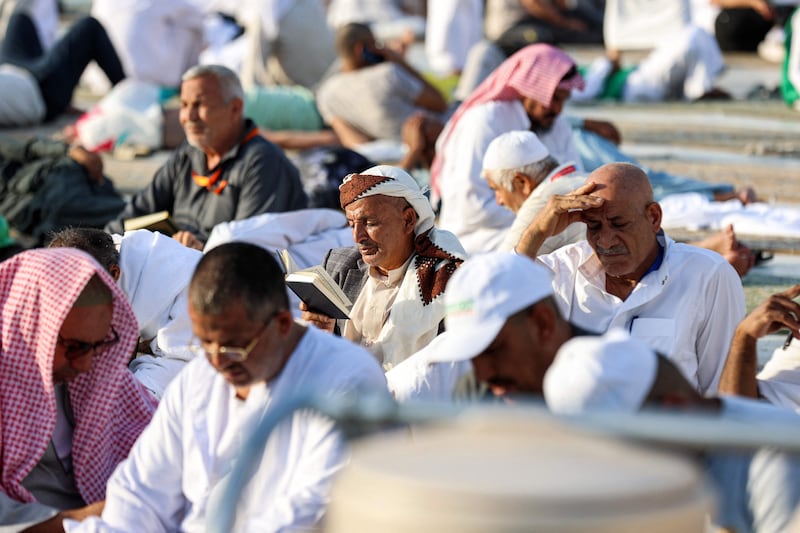 Worshippers read the Quran at the Grand Mosque in Makkah