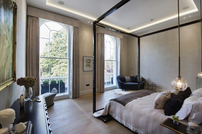 A master bedroom suite at one of the residences at The Park Crescent. Courtesy Amazon Property