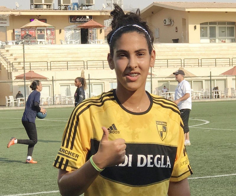 Nouf Al Anzi is the first Emirati women's footballer to play professionally abroad - with Egyptian champions Wadi Degla. Courtesy WFC 