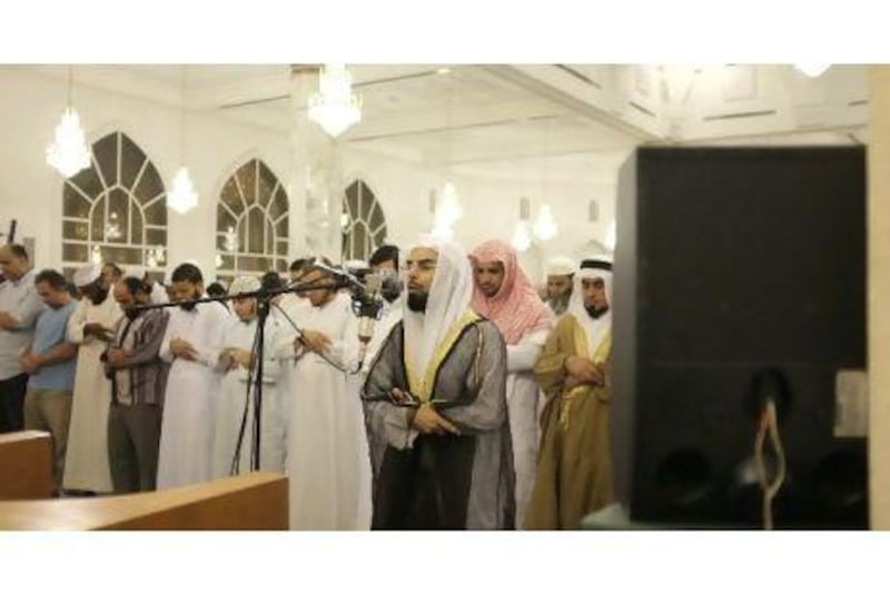 Worshippers at prayer during one of Imam Salah Bukhatir's sermons at the Sheikh Saud mosque in Sharjah.