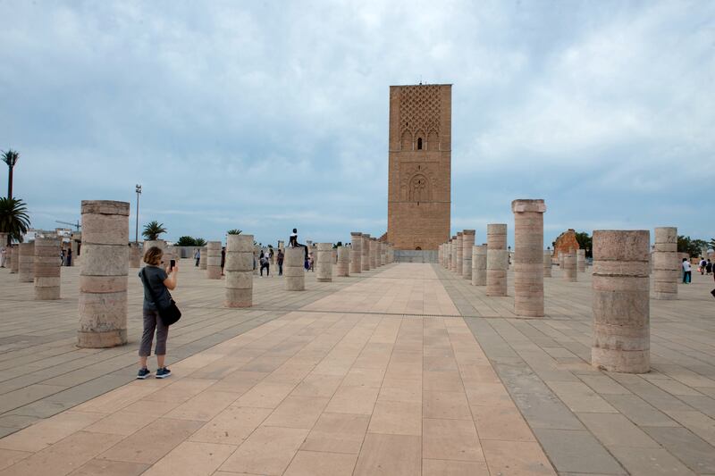 Tourists at the Hassan Tower in Rabat, Morocco. EPA