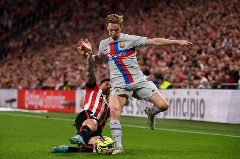 Frenkie de Jong 8 - Super pass to Lewandowski on 16 minutes. Dropped deeper in midfield midway through the first half, then fouled by Munian after 86 minutes which led to VAR ruling Williams’ equaliser out. AFP