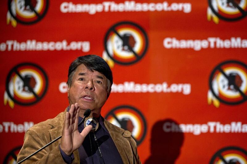 Ray Halbritter, national representative of the Oneida Indian Nation, gestures as he speaks during the Oneida Indian Nation's Change the Mascot symposium, calling for the Washington Redskins NFL football team to change its name. Carolyn Kaster / AP Photo