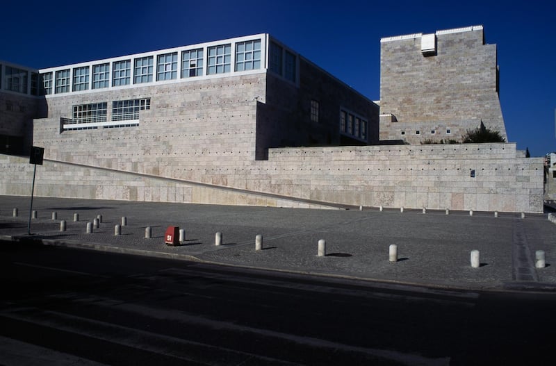 PORTUGAL - MARCH 08: Belem Cultural Centre, 1988-1993, design by Vittorio Gregotti (1927-) and Manuel Salgado (1944-), Lisbon, Historical Province of Extremadura, Lisbon, Portugal. (Photo by DeAgostini/Getty Images)