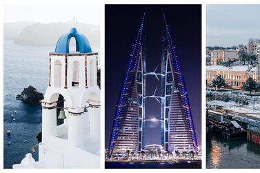 From left to right: Greece, Bahrain and Serbia have opened travel corridors with the UAE. Unsplash