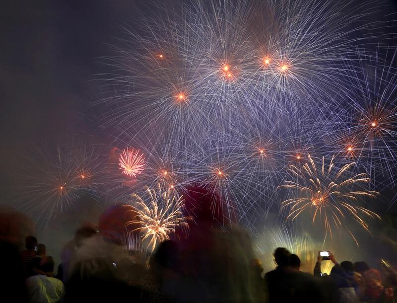 Fireworks to usher the New Year at Al Maryah Island. Jeffrey E Biteng / The National