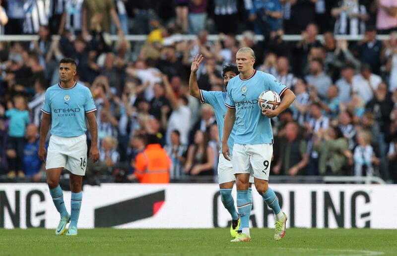 Erling Haaland - 7, His brilliant running despite being pulled back by Willock created a chance for De Bruyne but the Norwegian then snatched at an opportunity after good work from Gundogan. Was unlucky to see his shot tipped on to the post after coming up with a brilliant touch, but there was no stopping hi clinical finish that gave City hope. Reuters
