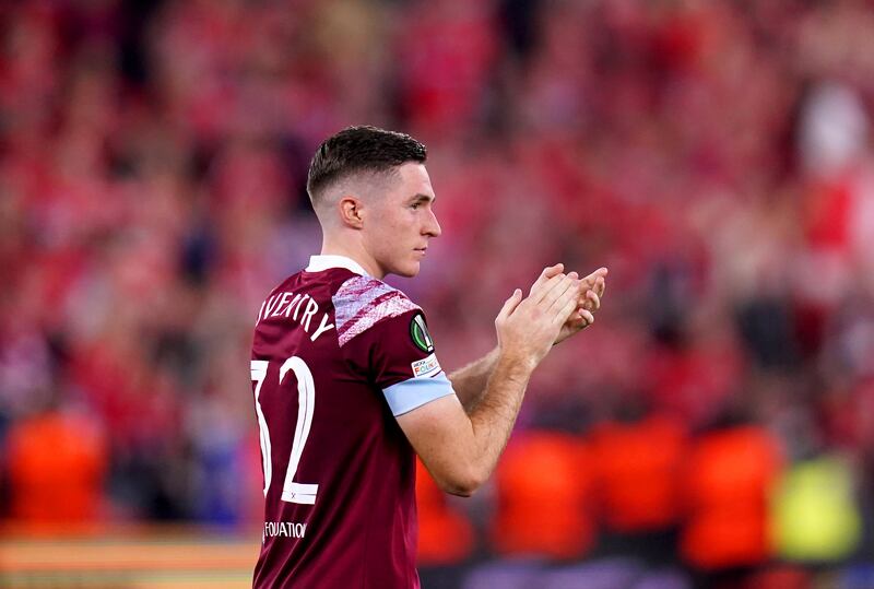 West Ham United's Conor Coventry applauds the fans. PA