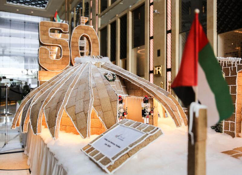 The UAE Pavilion in Expo 2020 Dubai, recreated in gingerbread.