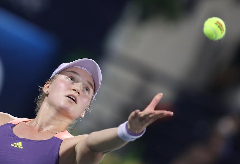 Elena Rybakina during the match against Simona Halep. EPA